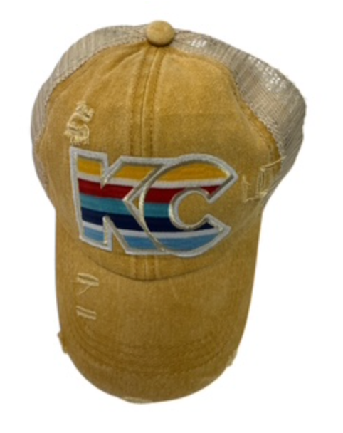 NICKIE KC Distressed Mustard Ballcap