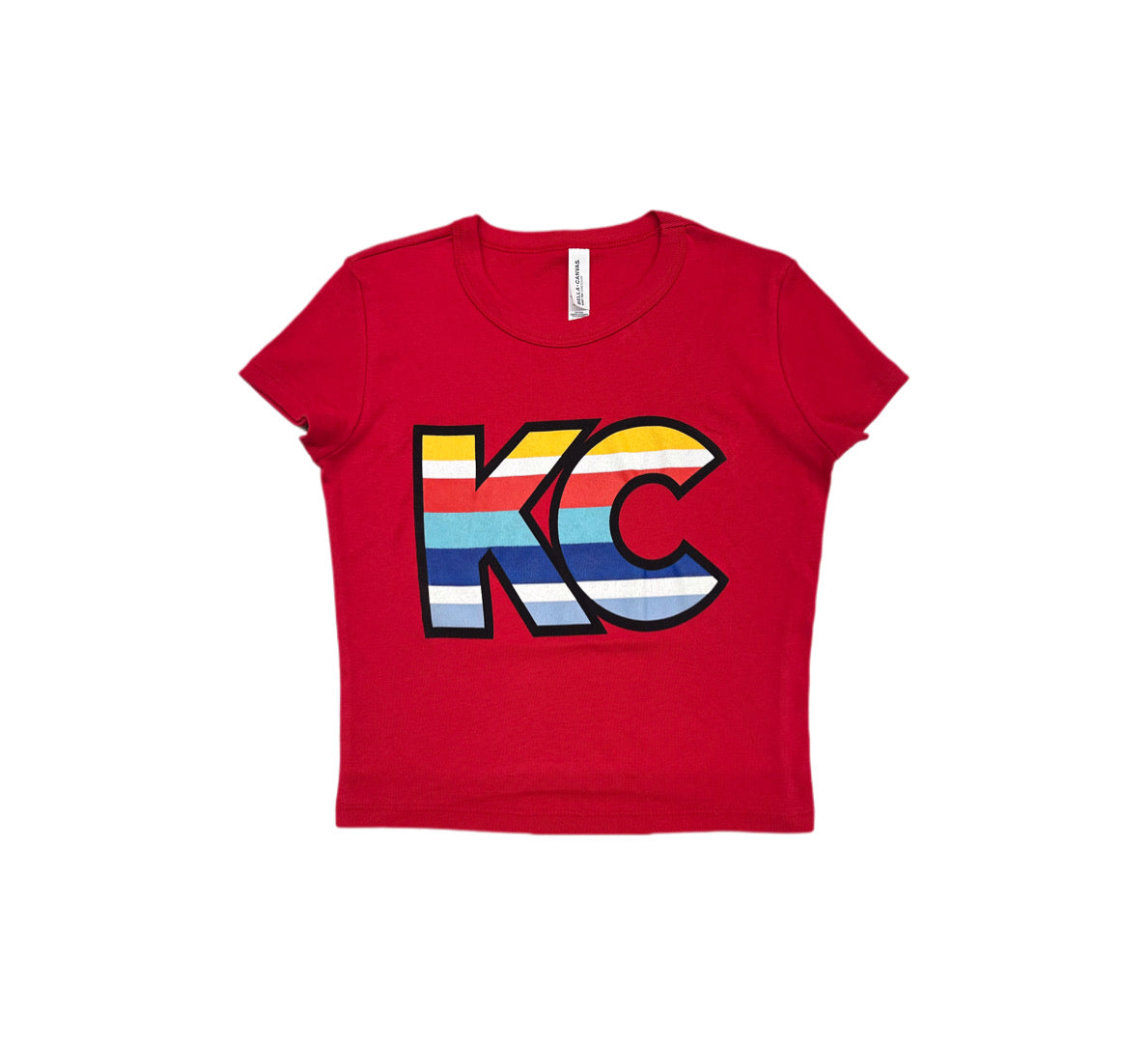 JESSIE KC Women's Micro Rib Baby Tee in solid Red