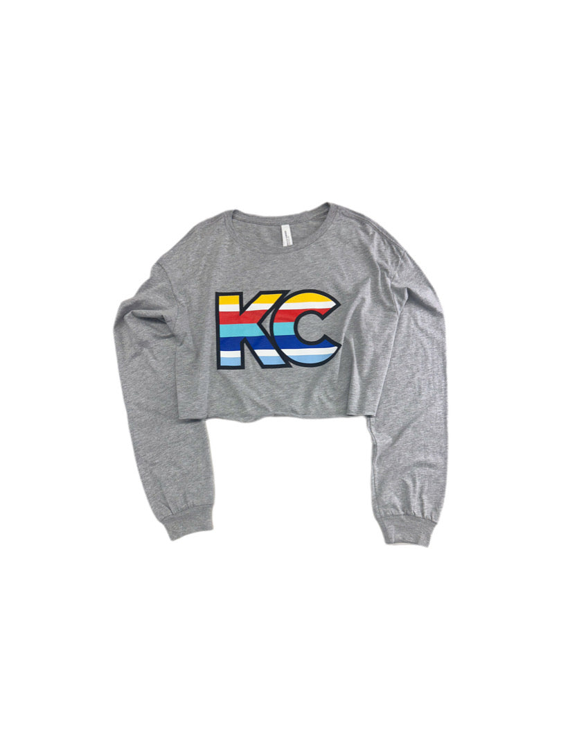 STACEY KC Women's Cropped Long Sleeve Tee in Athletic Heather