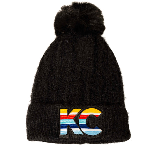 MADDIE KC Cable Knit Cuffed Beanie in Black