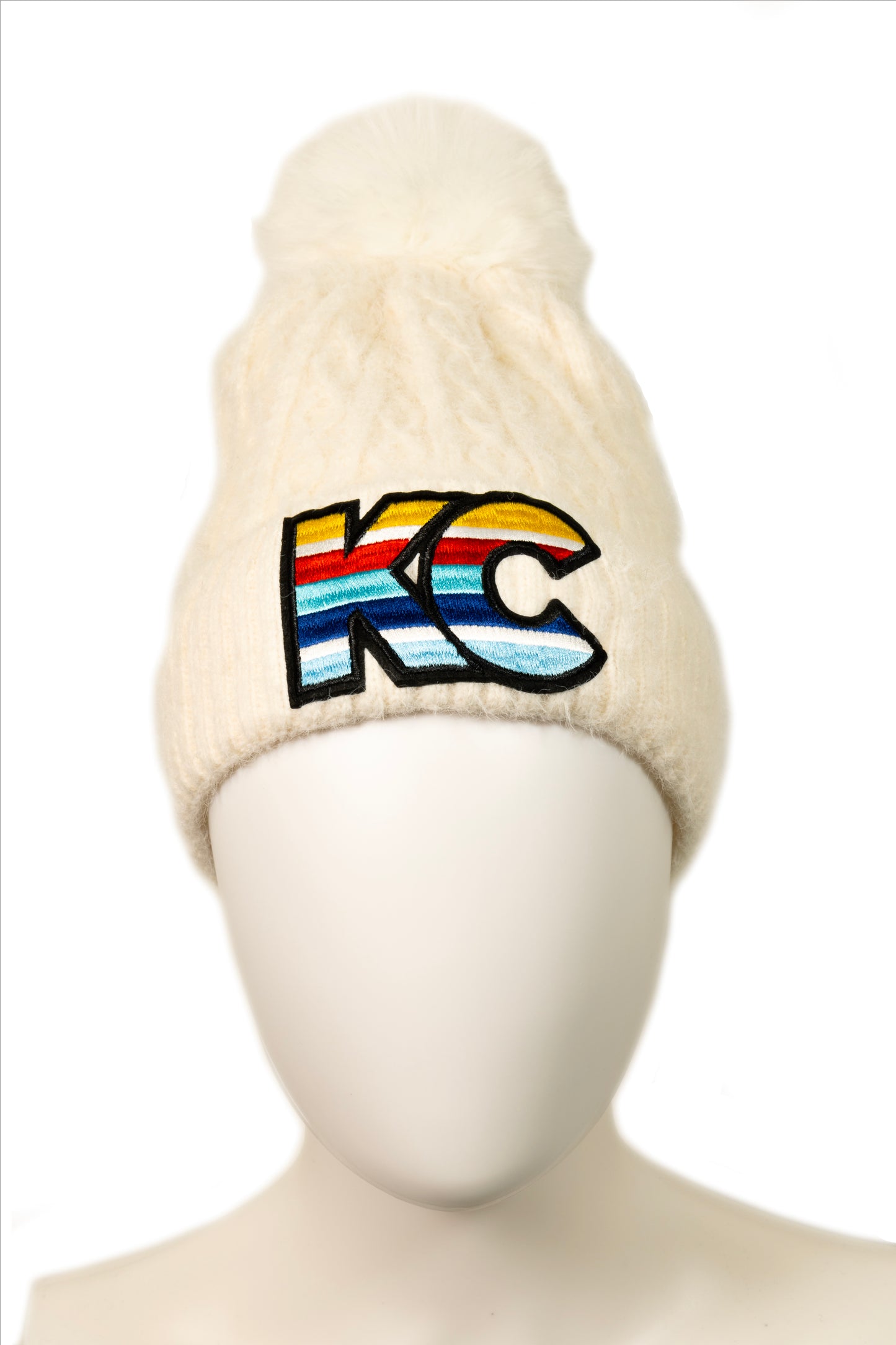 MADDIE KC Cable Knits Cuffed Beanie in White