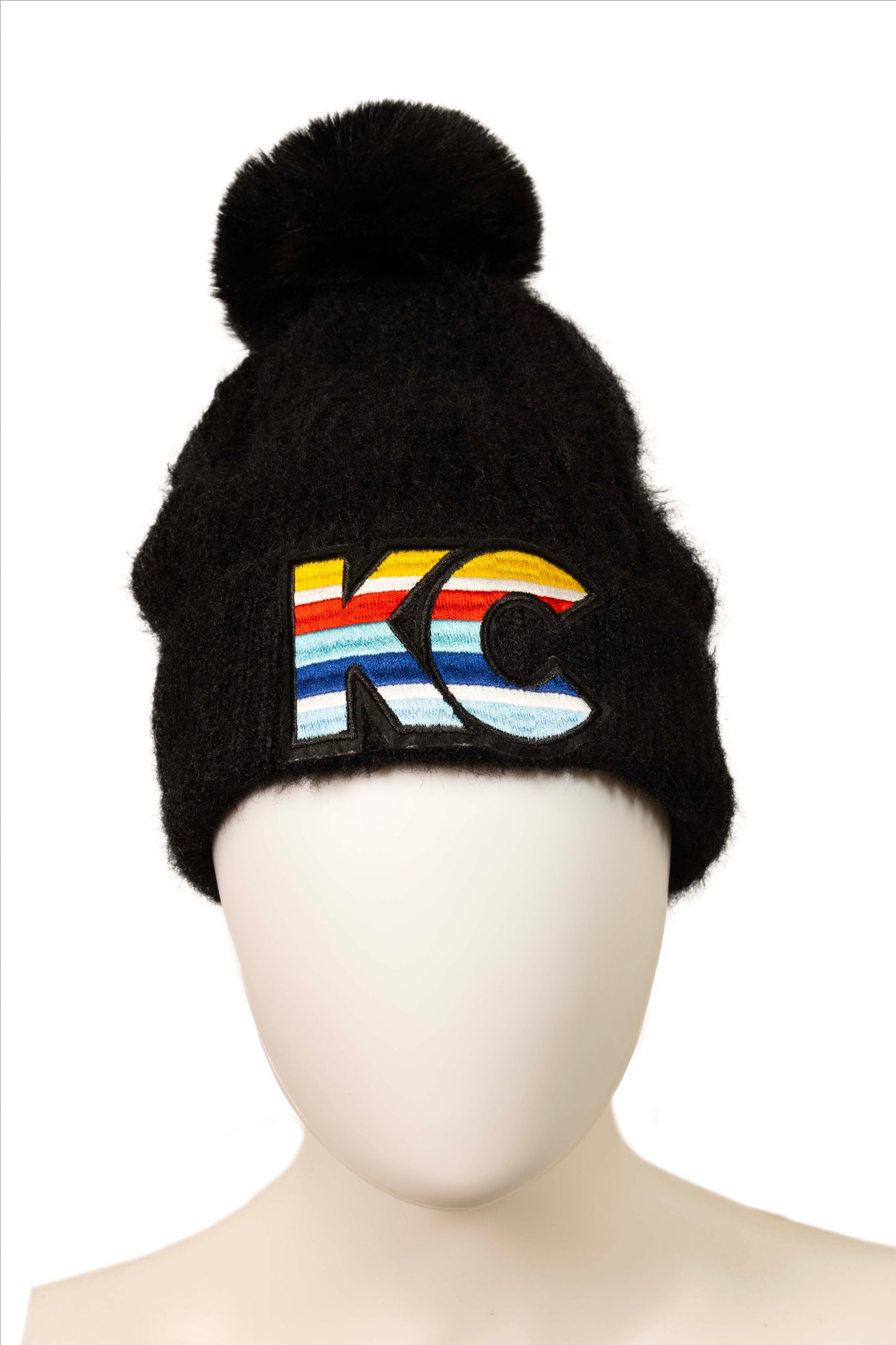 MADDIE KC Cable Knit Cuffed Beanie in Black