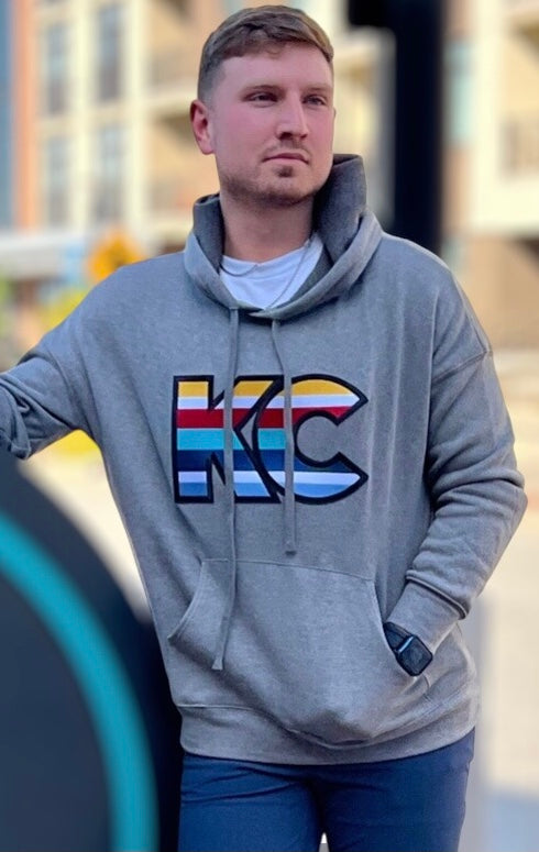 BO KC Unisex Fleece Pullover Hoodie in Deep Heather Grey