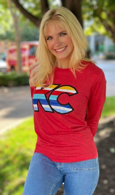 WILSON KC Unisex Heather Long Sleeve Tee in Heather Red