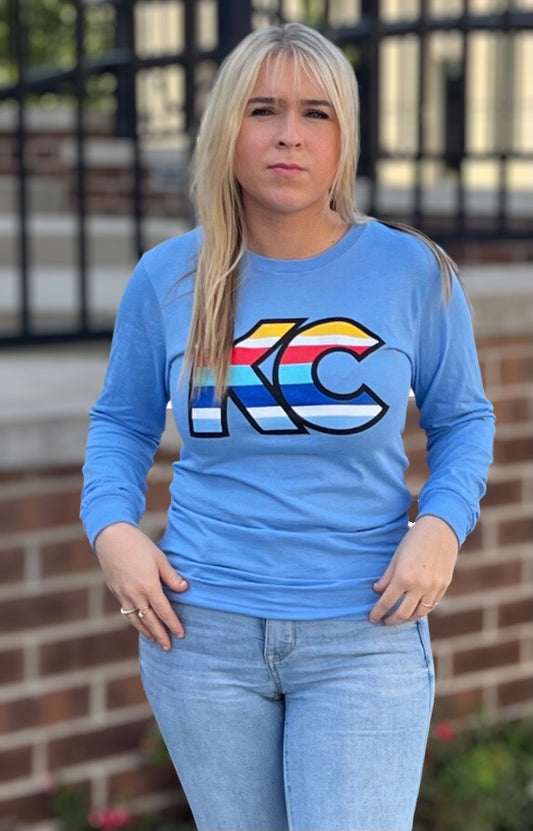 WILSON KC Unisex Heather Long Sleeve Tee in Heather Carolina Blue