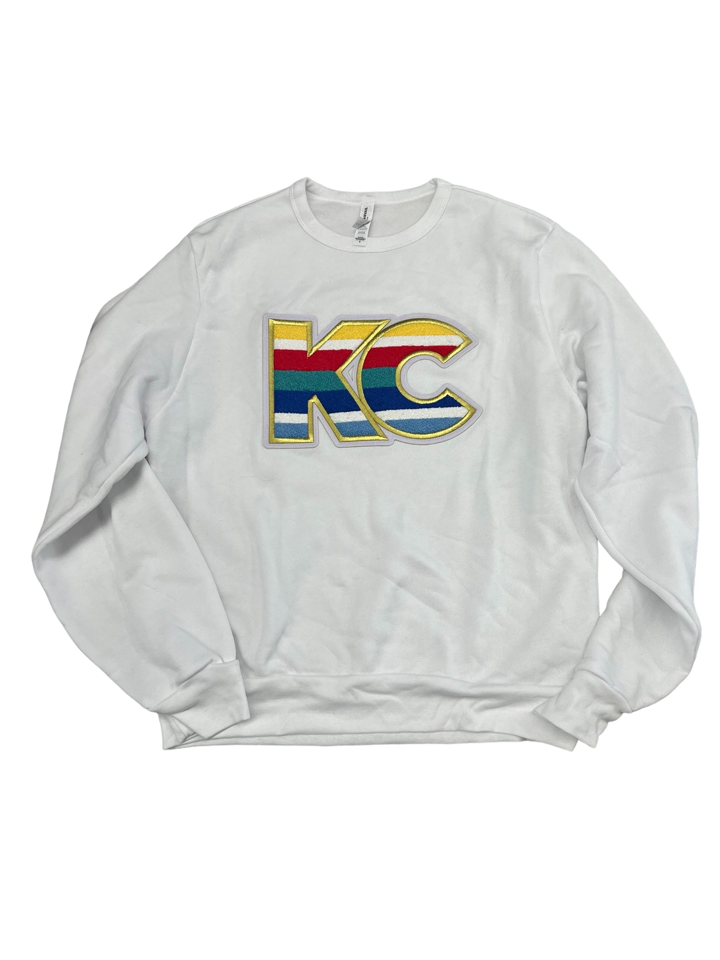 LUCAS KC Unisex Sponge Fleece Classic Crewneck Sweatshirt in White