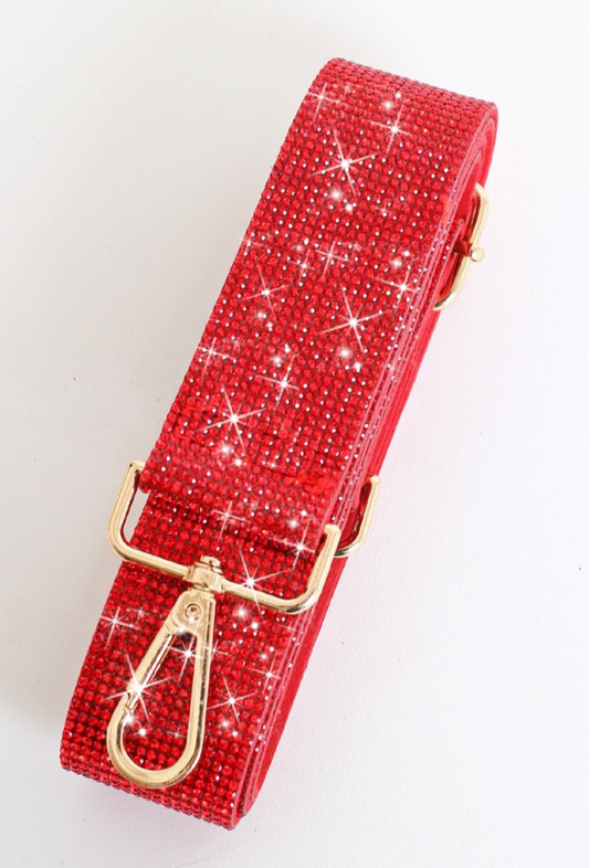 JOSIE Red Sparkling Rhinestone Guitar Strap